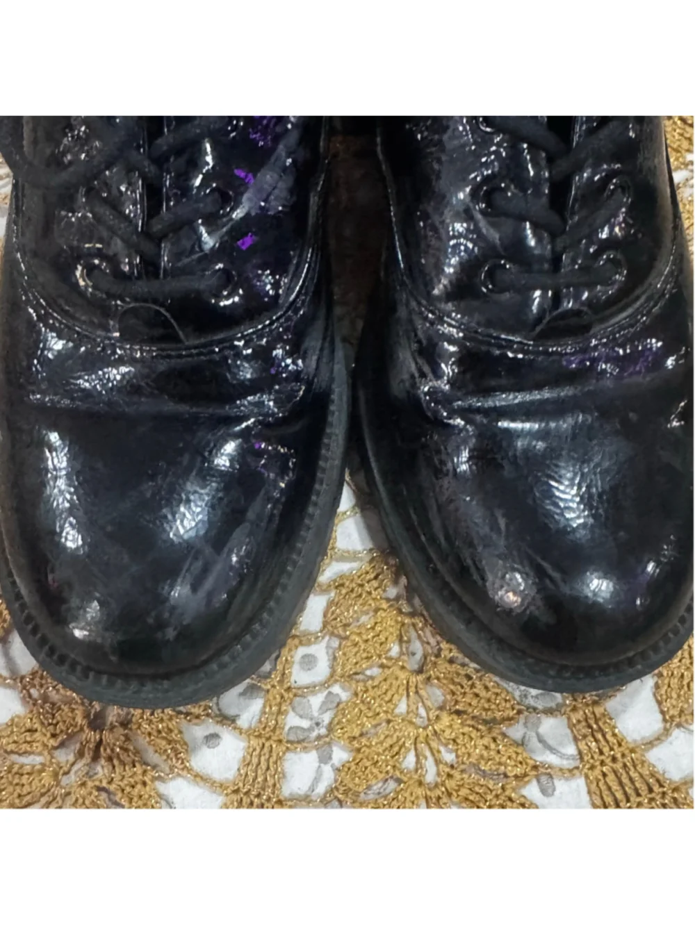 Women's MIX NO. 6 Black Patent Leather Platform Oxfords Size 6